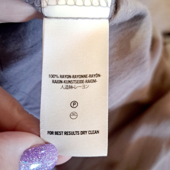 Free People Made In Philadelphia Rayon Layered  Taupe Deep V Dress - Picture 6 of 8